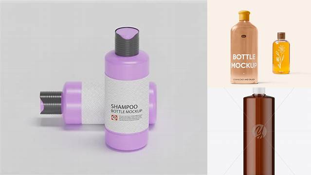 6113+ Amber Shampoo Bottle PSD Mockup Creative and Modern PSD Freebie