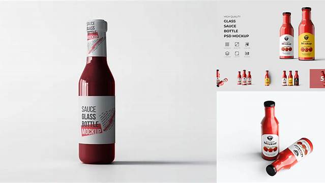 6113+ Glass Garlic Sauce Bottle PSD Mockup Creative Design Mockup