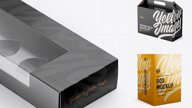 6114+ Box PSD Mockup Half-Side View High-Angle Shot High-Quality Creative PSD