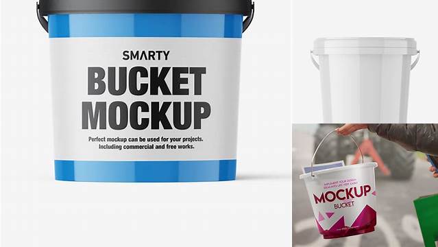 6115+ Glossy Bucket PSD Mockup Front View Mockup PSD Free Download