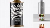 6115+ Matte Metallic Vintage Beer Bottle PSD Mockup Photoshop Freebie