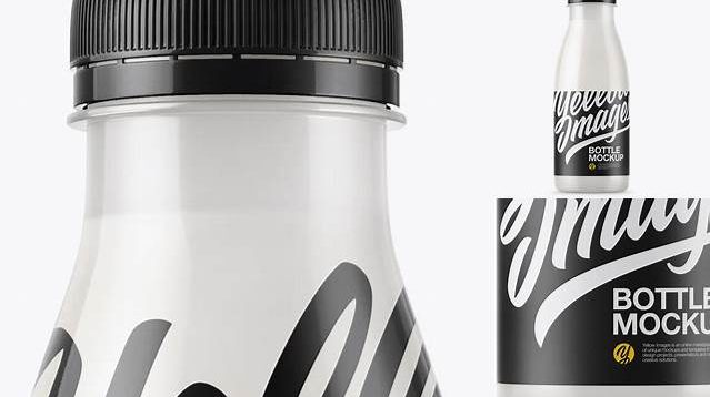 6118+ Glossy Plastic Dairy Bottle With Paper Label PSD Mockup Creative Free PSD Graphic Design