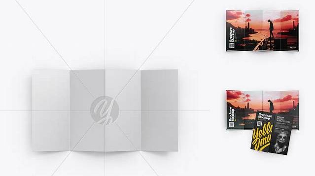 6122+ 4xDL Brochure PSD Mockup Top View Unique Free Photoshop Files