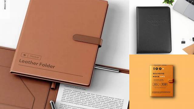 6129+ Leather Folder with Papers PSD Mockup Elegant High-Resolution Design File