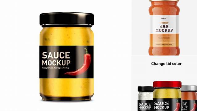 6129+ Sauce Jar Mockup Free Include TIFF