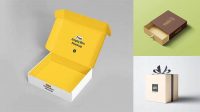 6132+ Opened Wooden Gift Box PSD Mockup Half Side View Editable and Customizable PSD