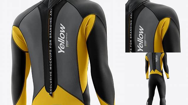 6133+ Men’s Full Wetsuit PSD Mockup Hero Back Shot Editable Design PSD File