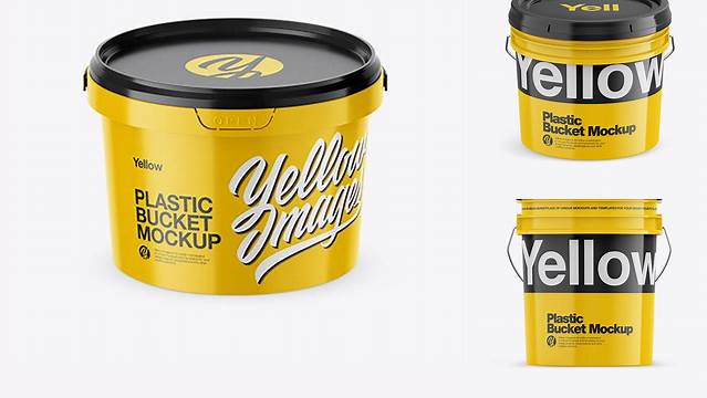 6134+ Glossy Plastic Bucket PSD Mockup High-Angle Shot Unique High-Resolution PSD