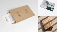 6134+ Kraft Folder with Papers and Envelope PSD Mockup Half Side View Exclusive Free Photoshop Mockup