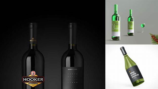 6139+ Dark Green Glass Bottle with Red Wine PSD Mockup Modern Free PSD Template