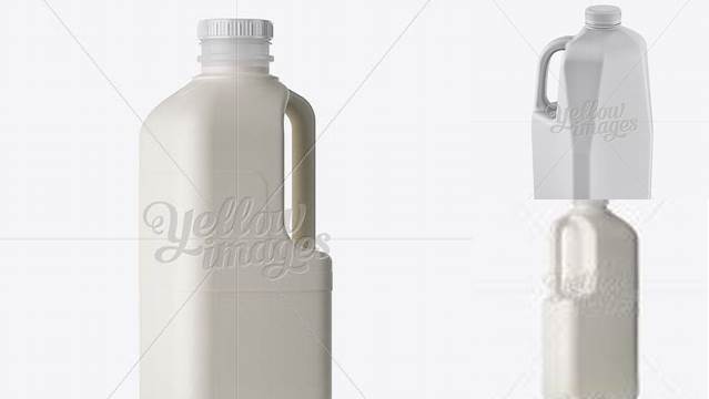 614+ Frosted Plastic Milk Jug PSD Mockup Halfside View Easy Editable