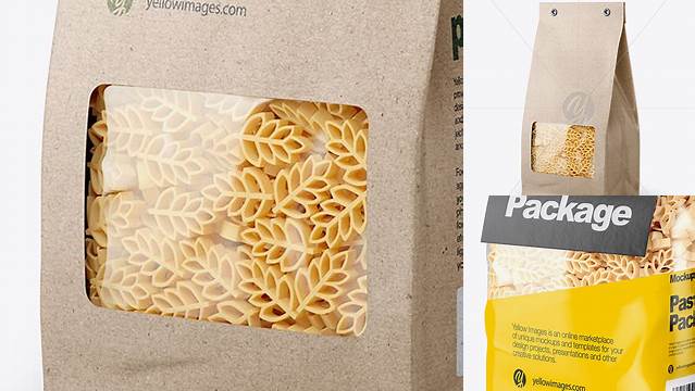 6140+ Kraft Bag with Spighe Pasta PSD Mockup Half Side View Exclusive PSD Design Freebie