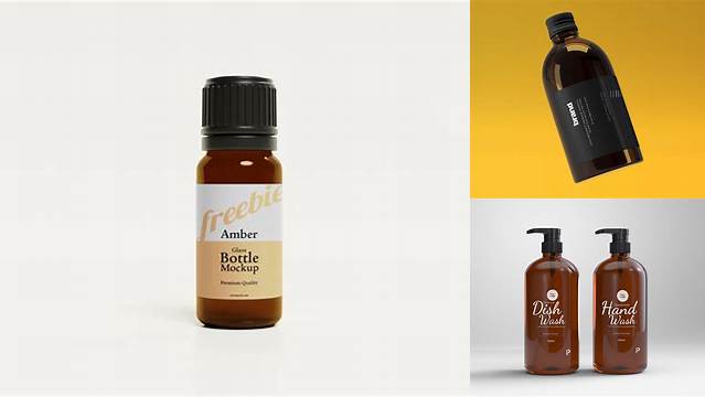 6141+ 500ml Craft Amber Bottle PSD Mockup Smart Editable Design Mockup