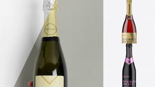 6141+ Champagne Bottle HQ PSD Mockup Front View Layered PSD for Easy Editing