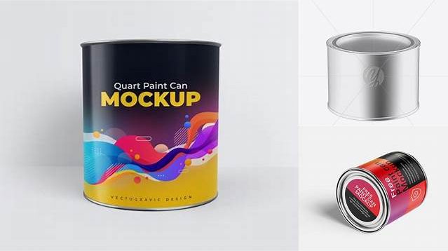 6150+ Metallic Paint Can PSD Mockup High-Angle Shot Versatile and Modern PSD Mockup