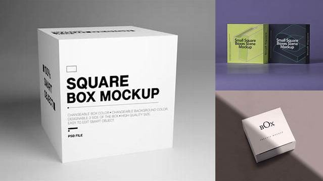 6152+ Matte Square Box PSD Mockup Front View High Angle Download Exclusive PSD Mockups