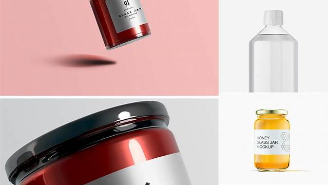 6154+ Glass Jar With Clear Liquid PSD Mockup Smart Object PSD Template