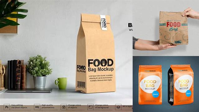 616+ Kraft Stand-up Food Bag PSD Mockup Front View Free PSD for Designers