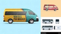 616+ Minibus PSD Mockup Side view Customizable PSD Templates