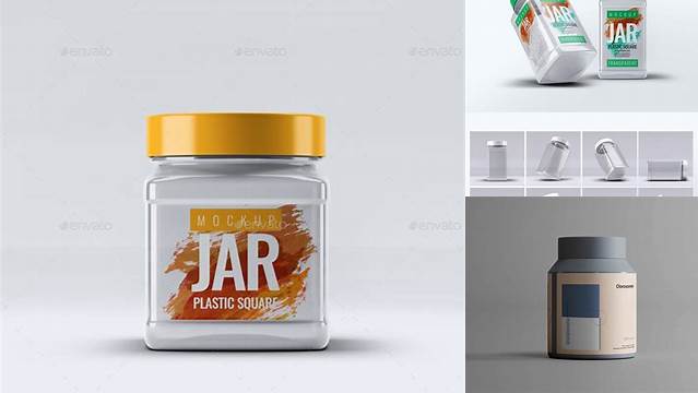 616+ Square Plastic Jar Mockup Digital Download