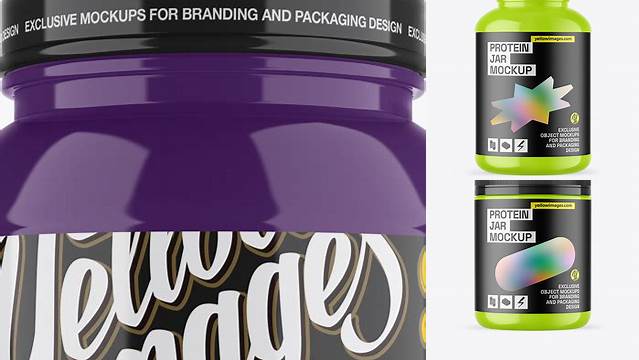 6163+ 32oz Glossy Protein Jar PSD Mockup Exclusive Free Creative Resource