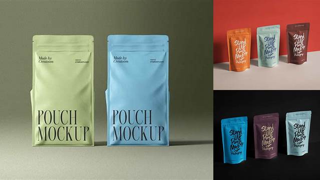 6163+ Glossy Stand-up Pouch PSD Mockup Front View Exclusive and Stylish Design PSD