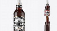 6164+ 500ml Amber Glass Bottle With Red Ale PSD Mockup Unique High-Resolution Design Freebie