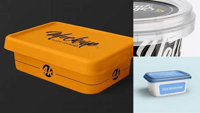 6166+ Plastic Container PSD Mockup Front View High-Angle Shot Custom Mockup PSD for Free