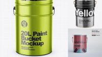 6167+ 20L Metallic Paint Bucket PSD Mockup Free PSD for Creatives