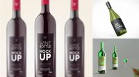 6168+ Green Glass Wine Bottle PSD Mockup Creative Free Photoshop Template