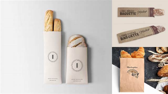 6174+ Long White Paper Baguette Bread Bag PSD Mockup Mockup PSD Free Download