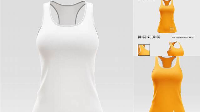 6177+ Woman's Tank Top PSD Mockup Back View Smart Design Template Free