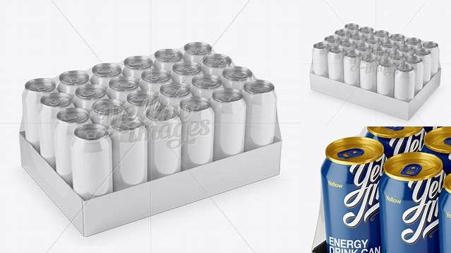 6178+ Transparent Pack with 24 Alminium Cans PSD Mockup Half Side View High-Angle Shot Professional Quality PSD Freebie