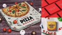 6179+ Three Pizza Kraft Boxes PSD Mockup Fully Layered Free Photoshop File