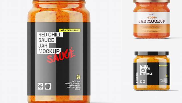 6183+ Chilli Sauce Jar PSD Mockup Layered Photoshop Template