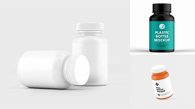 6184+ Glossy Pill Bottle PSD Mockup Front View Unique and Editable PSD