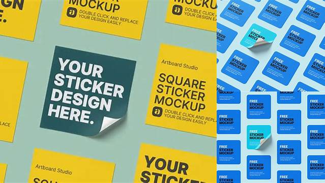 6184+ Square Sticker Mockup Free Include TIFF