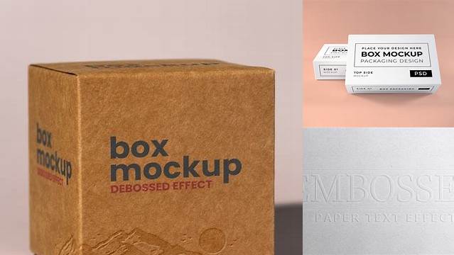 6186+ Embossed Box Mockup Customizable PSD