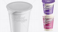 6186+ Plastic Cup with Foil Lid PSD Mockup Half Side View High Angle Shot Creative Photoshop Resources