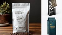 6189+ Matte Coffee Bag With Label PSD Mockup Half Side View Smart Editable Design Mockup