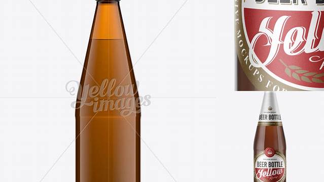 6201+ 568ml Amber Glass Bottle with Light Beer PSD Mockup Free Download Design Mockup