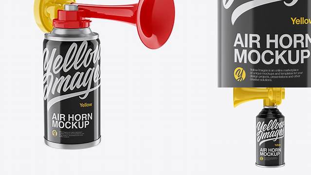 6204+ Portable Air Horn Glossy Can PSD Mockup Half Side View Advanced Editable PSD