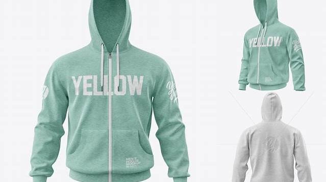 6213+ Melange Men’s Full-Zip Hoodie PSD Mockup Back Half Side View Premium Design Freebie