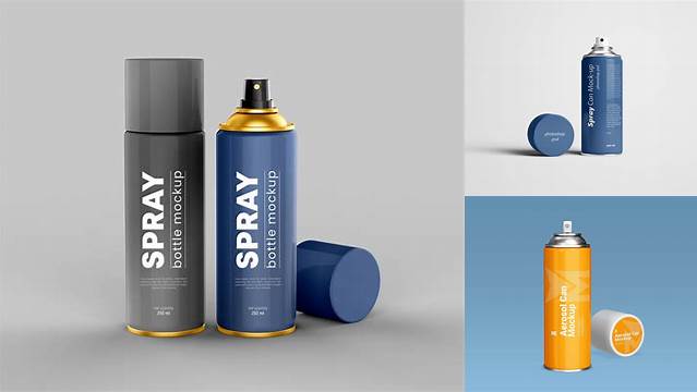 6217+ Aluminium Spray Can PSD Mockup Front View Smart Layer PSD