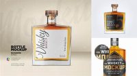 6217+ Square Glass Bottle with Whisky PSD Mockup Include TIFF