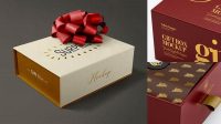 6217+ Textured Gift Box PSD Mockup Half Side View Smart Design Template Free