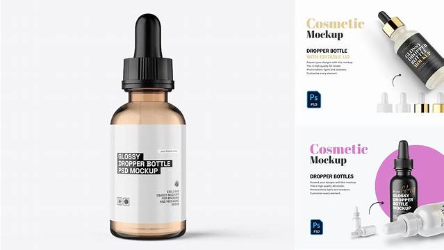 6220+ 15ml Glossy Dropper Bottle PSD Mockup High-Quality PSD Files