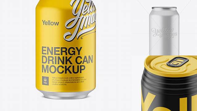 6222+ 330ml Aluminium Can With Matte Finish PSD Mockup Eye-Level Shot Layered PSD for Easy Editing