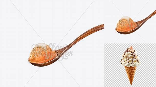 6224+ Wooden Spoon With Mango Ice Cream and White Chocolate Syrup Free PSD for Creatives