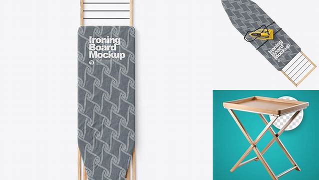 6227+ Wooden Ironing Board with Iron PSD Mockup Smart Layer PSD